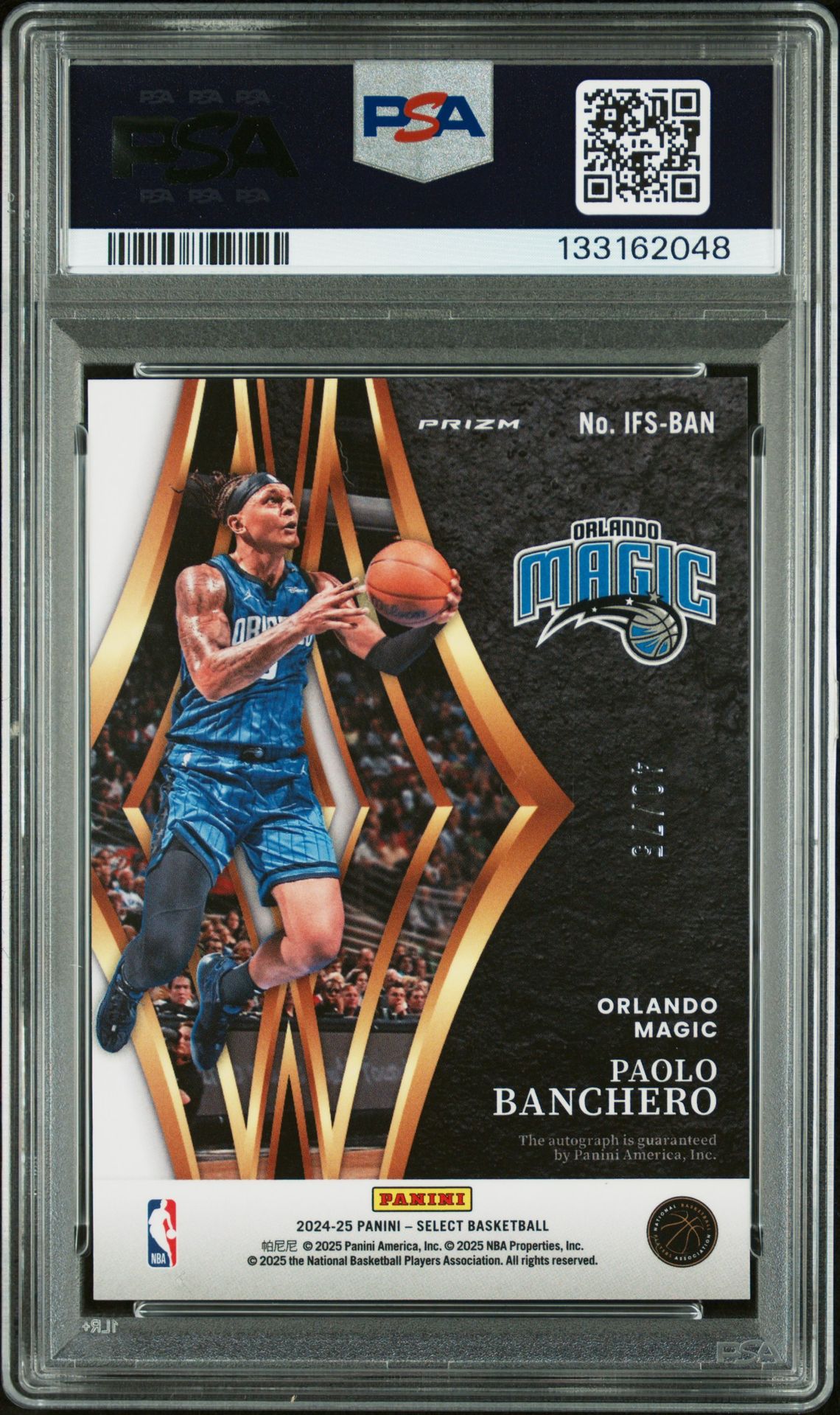 2024 Panini Select In Flight Signatures Paolo Banchero #Ifsban (In Flight Sig-Purple Prizm) Mint 9 back