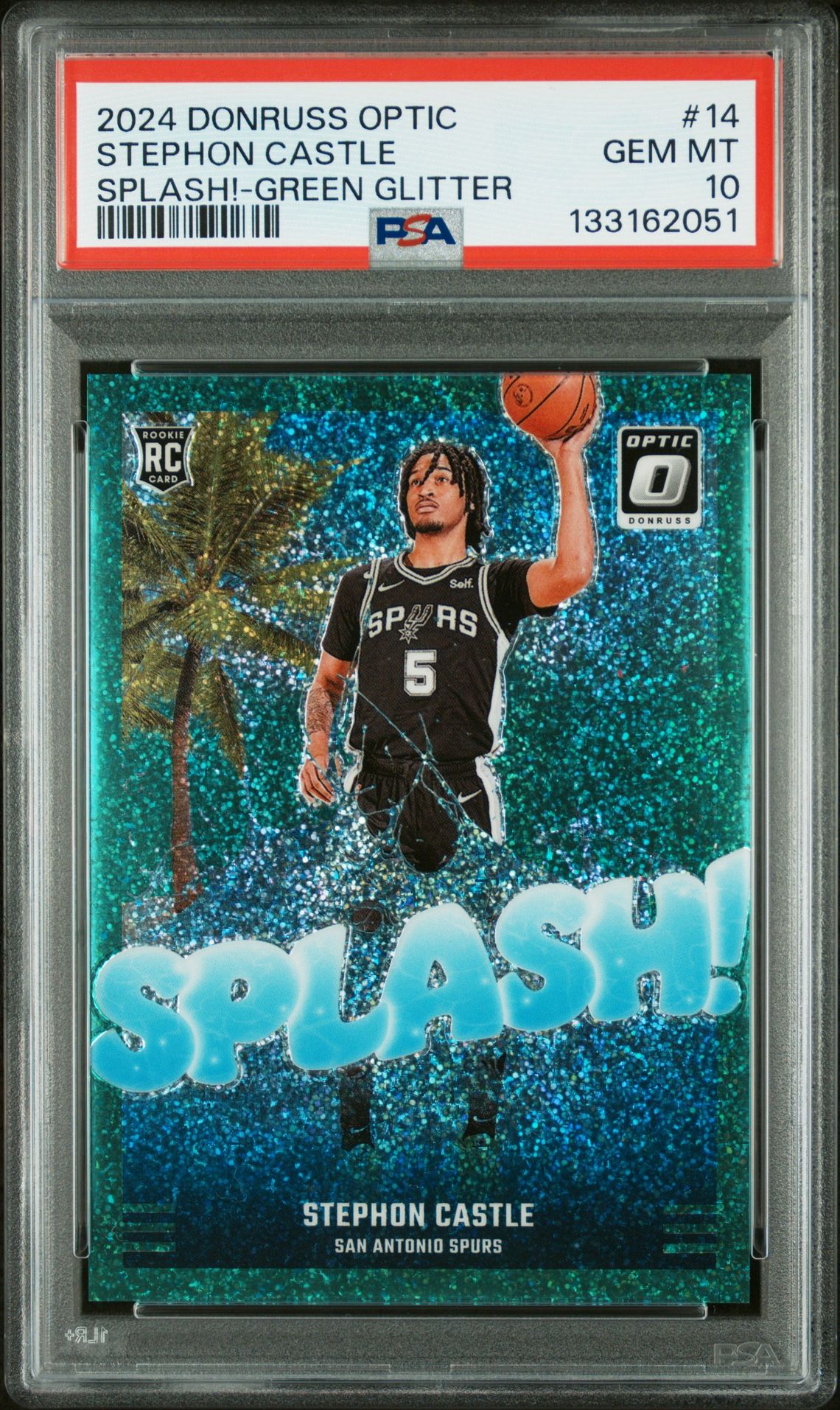 2024 Panini Donruss Optic Splash! Stephon Castle #14 (Splash!-Green Glitter) Gem Mt 10 front