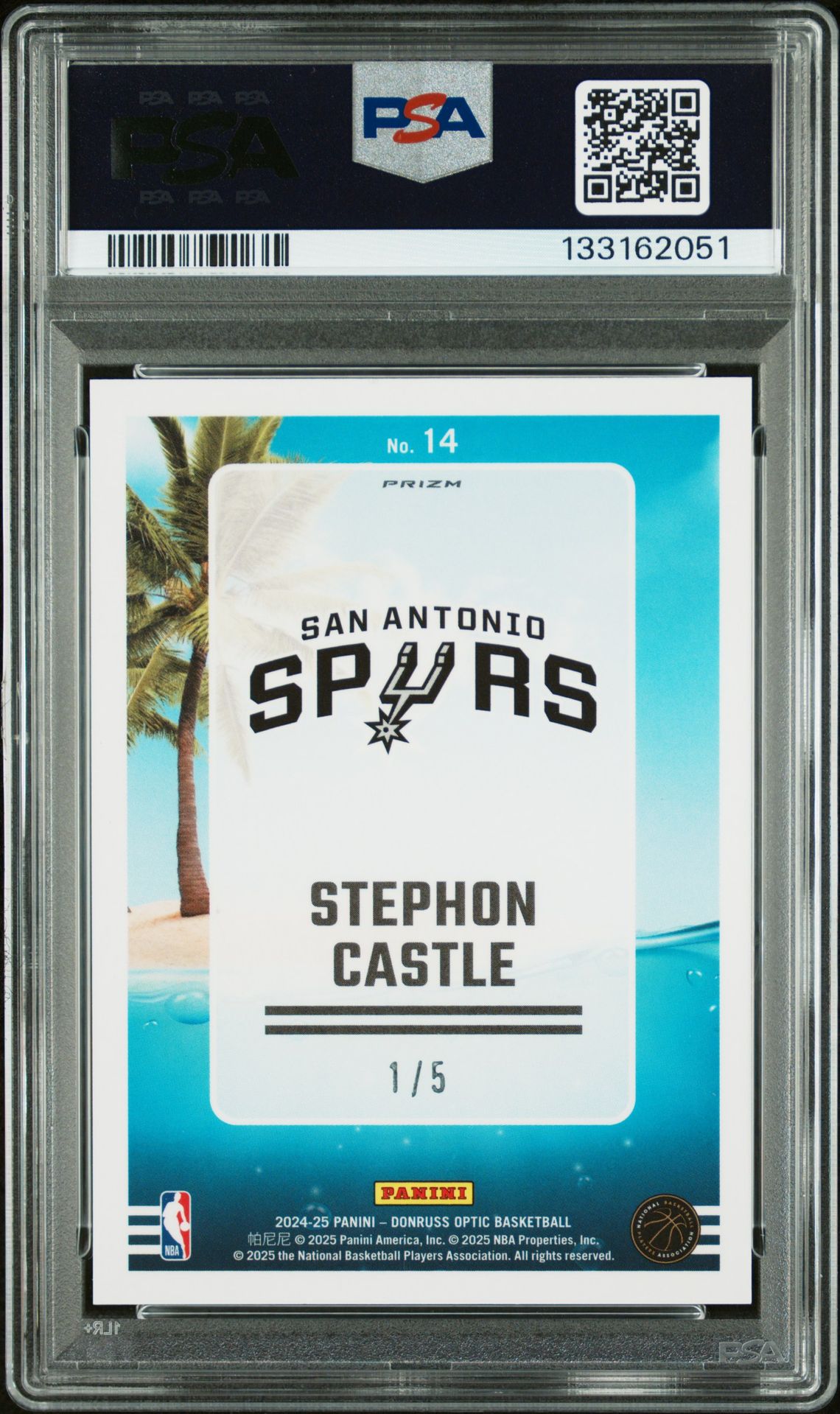 2024 Panini Donruss Optic Splash! Stephon Castle #14 (Splash!-Green Glitter) Gem Mt 10 back