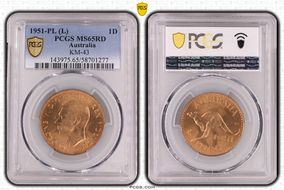 1951-PL (L) 1D KM-43 MS65RD