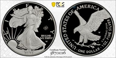 2025-W $1 Silver Eagle w/ Laser Privy First Strike PR68DCAM