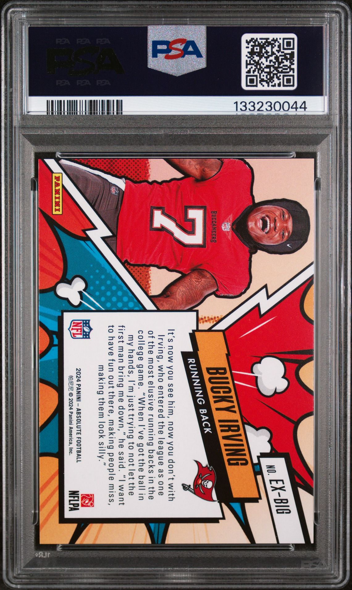 2024 Panini Absolute Explosive Bucky Irving #Exbig Gem Mt 10 back view - PSA certificate #133230044