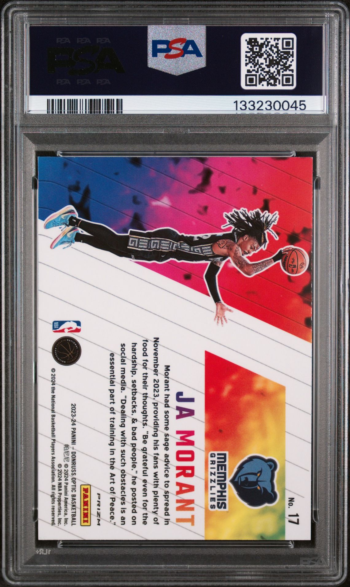 2023 Panini Donruss Optic Phazes Ja Morant #17 Mint 9 back
