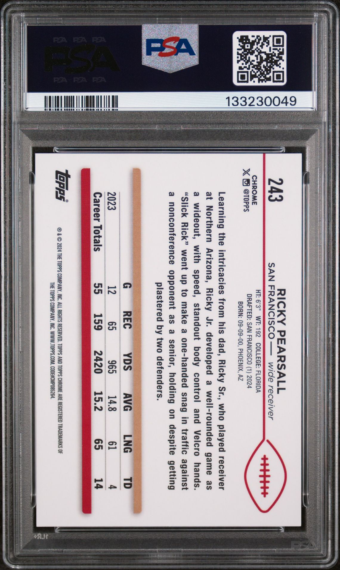 2024 Topps Chrome Ricky Pearsall #243 (Gold Geometric) Mint 9 back
