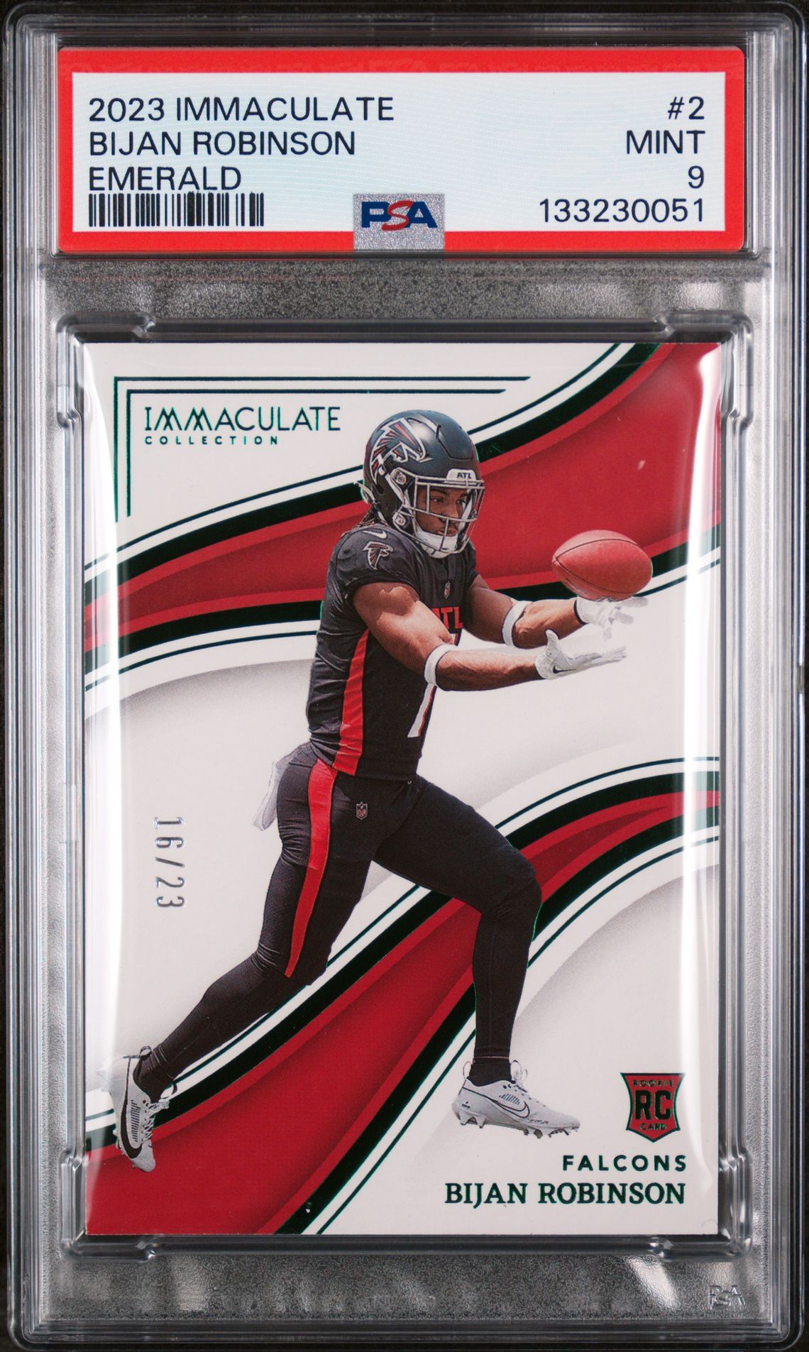 2023 Panini Immaculate Collection Bijan Robinson #2 (Emerald) Mint 9 front