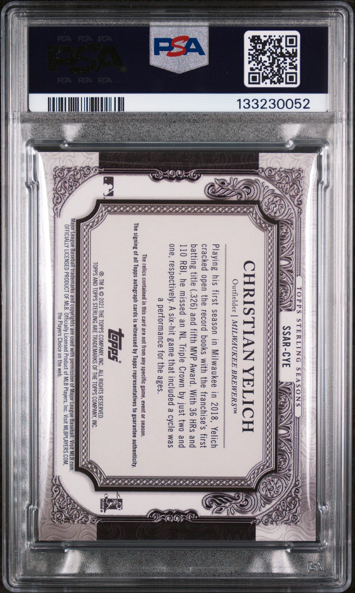 2021 Topps Sterling Seasons Autograph Relics Christian Yelich #Cye (Seasons Autograph Relics) Nm 7 back