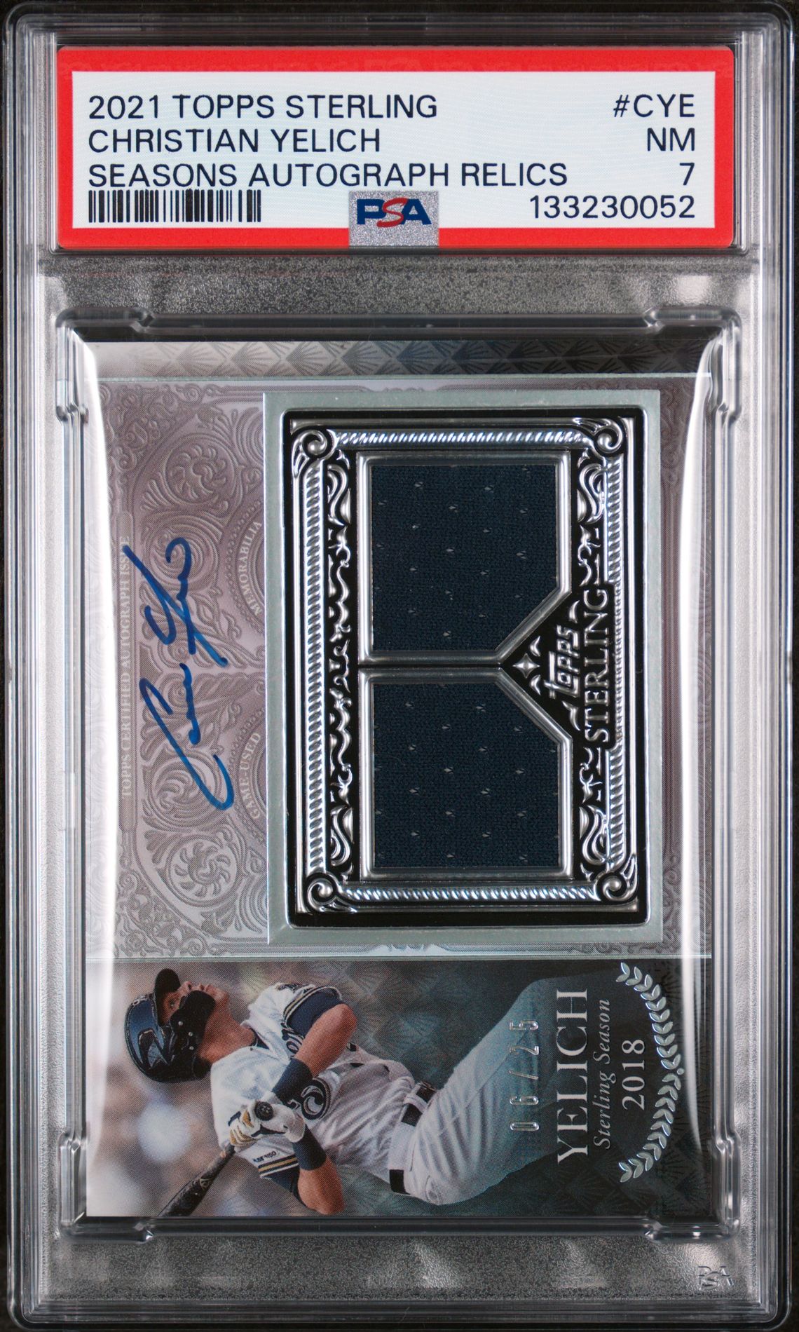 2021 Topps Sterling Seasons Autograph Relics Christian Yelich #Cye (Seasons Autograph Relics) Nm 7 front