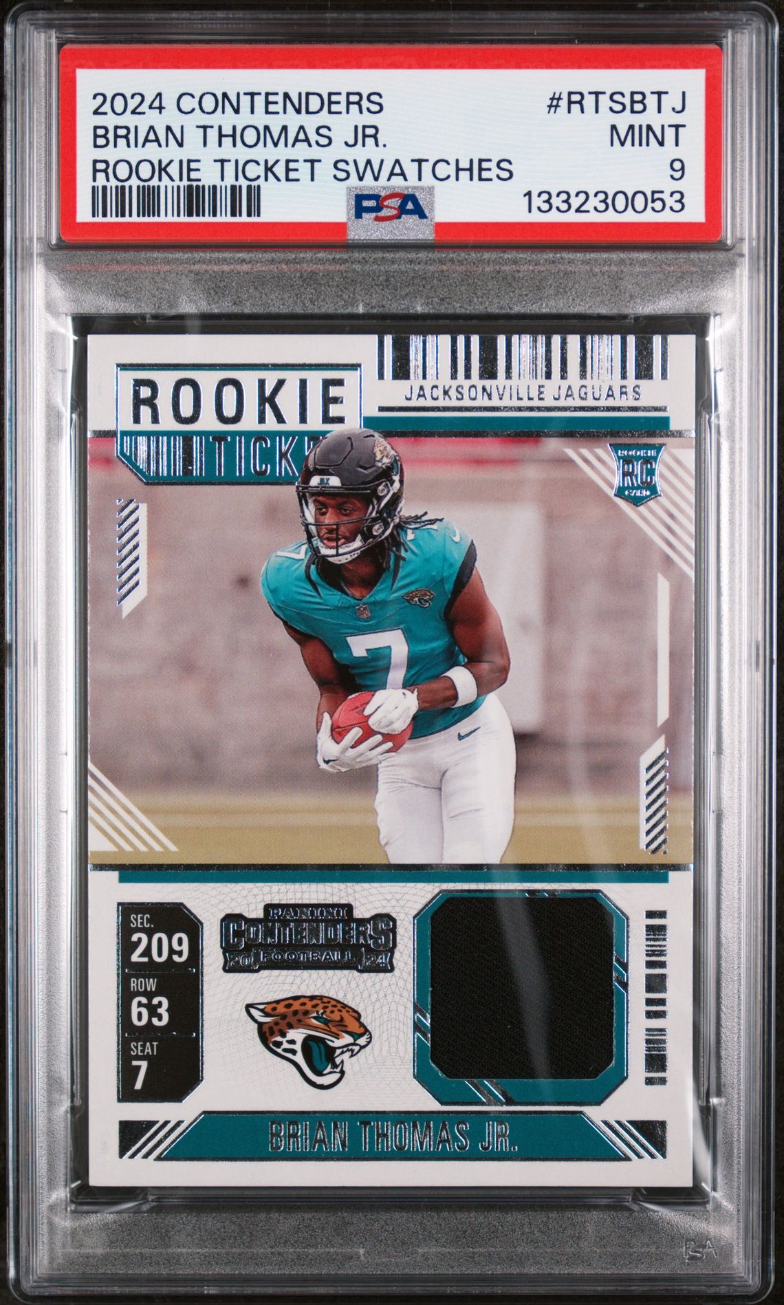 2024 Panini Contenders Rookie Ticket Swatches Brian Thomas Jr. #Rtsbtj Mint 9 front