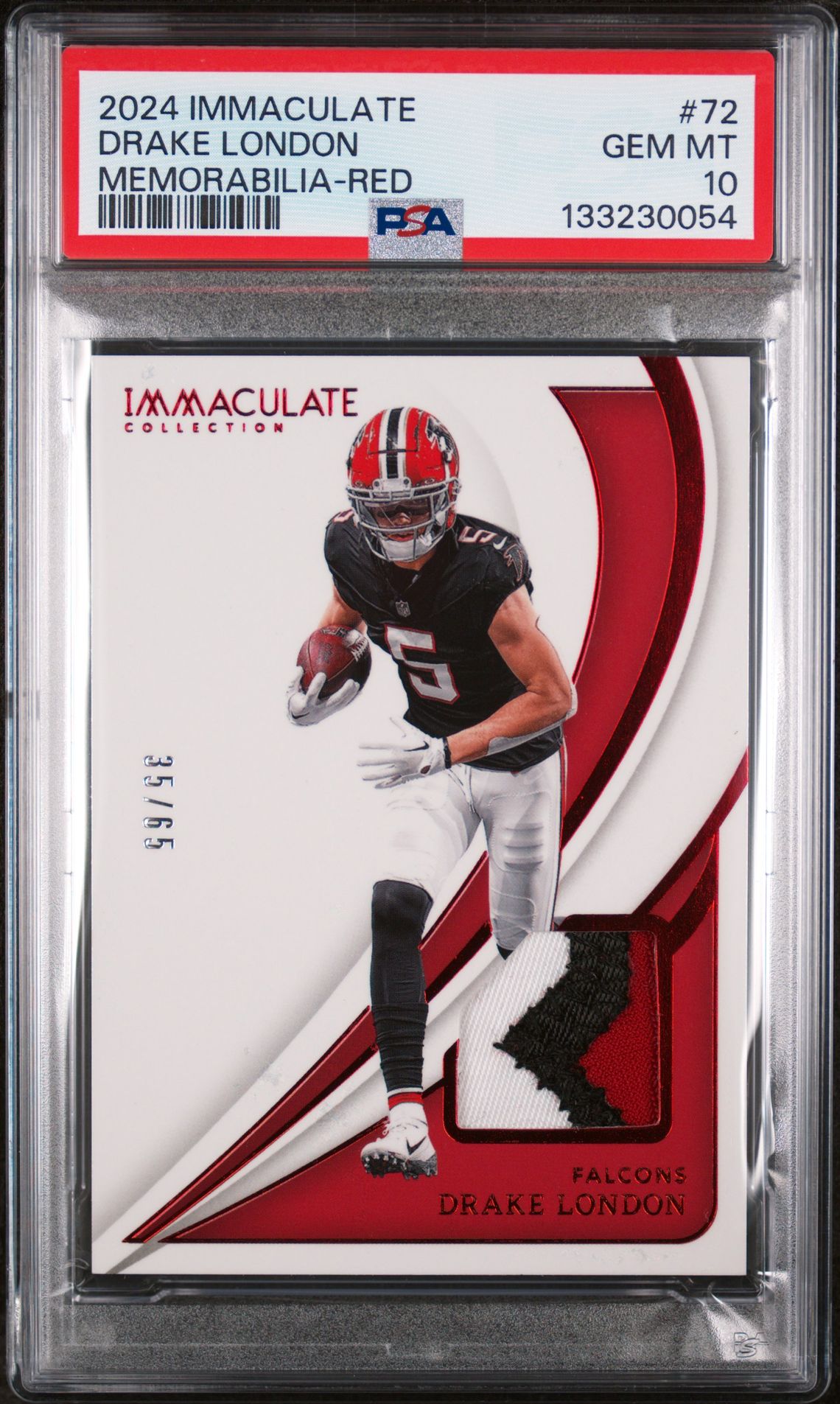 2024 Panini Immaculate Collection Drake London #72 (Memorabilia-Red) Gem Mt 10 front