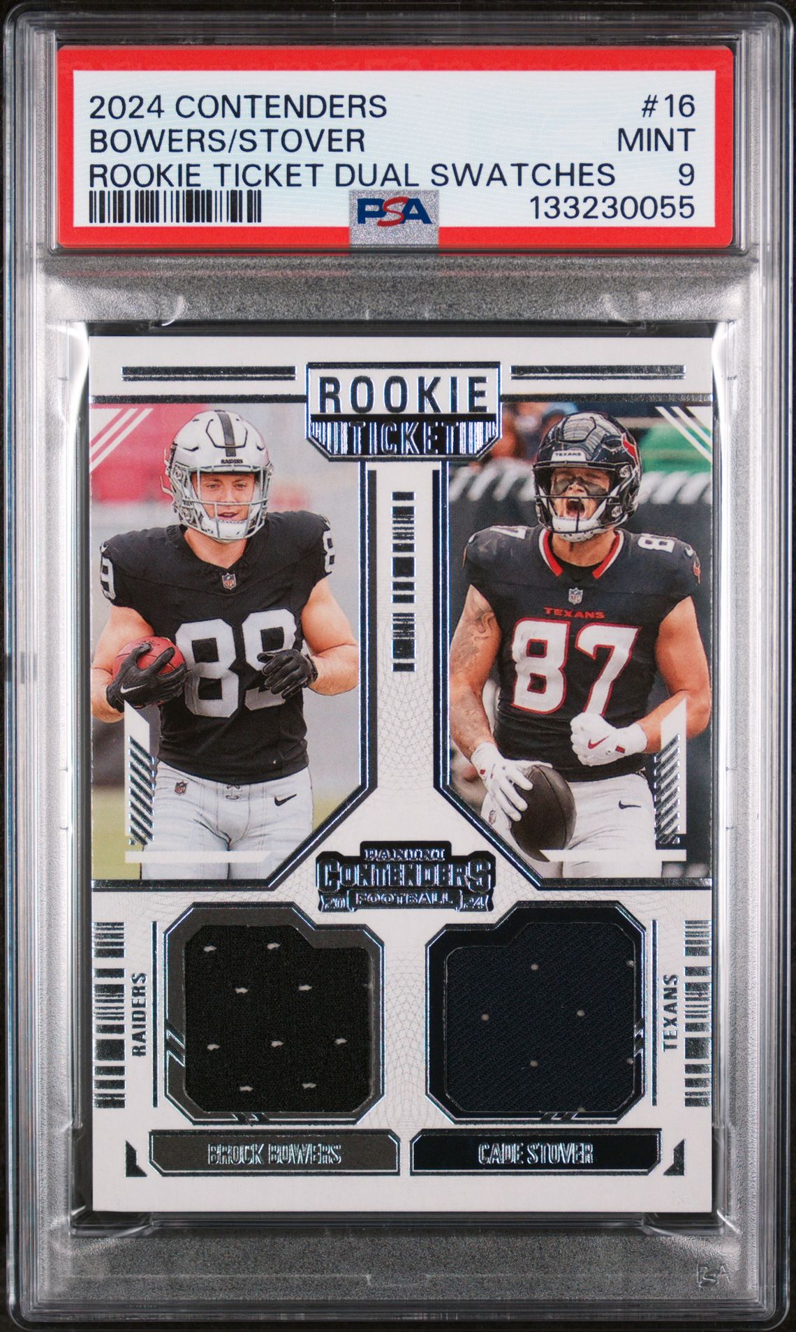 2024 Panini Contenders Rookie Ticket Dual Swatches Bowers/Stover #16 Mint 9 front