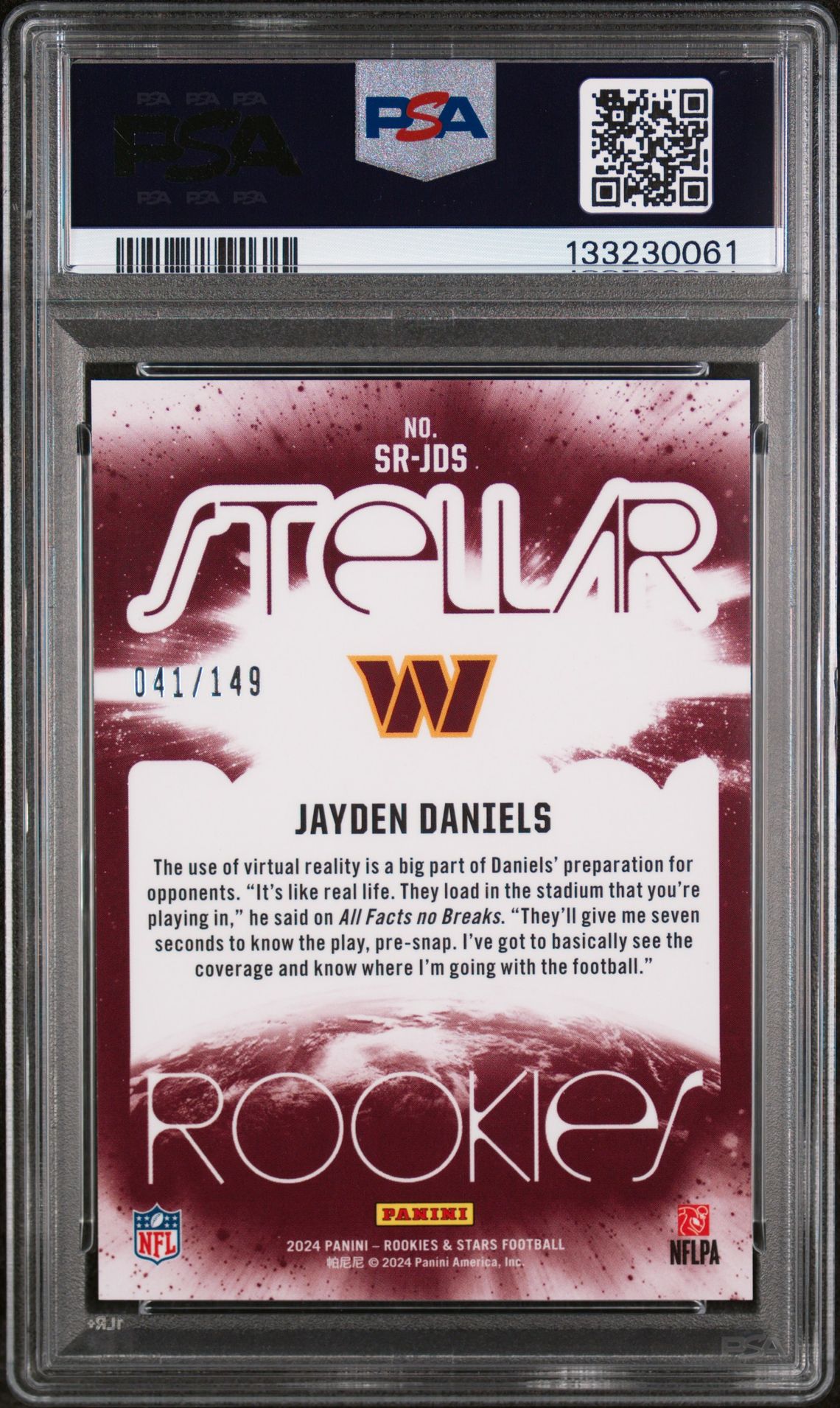 2024 Panini Rookies & Stars Stellar Rookies Jayden Daniels #Srjds (Stellar Rookies-White) Mint 9 back