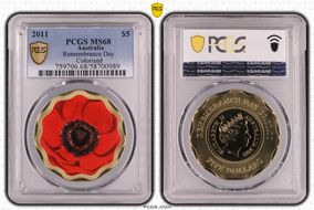 2011 $5 Remembrance Day Colorized MS68