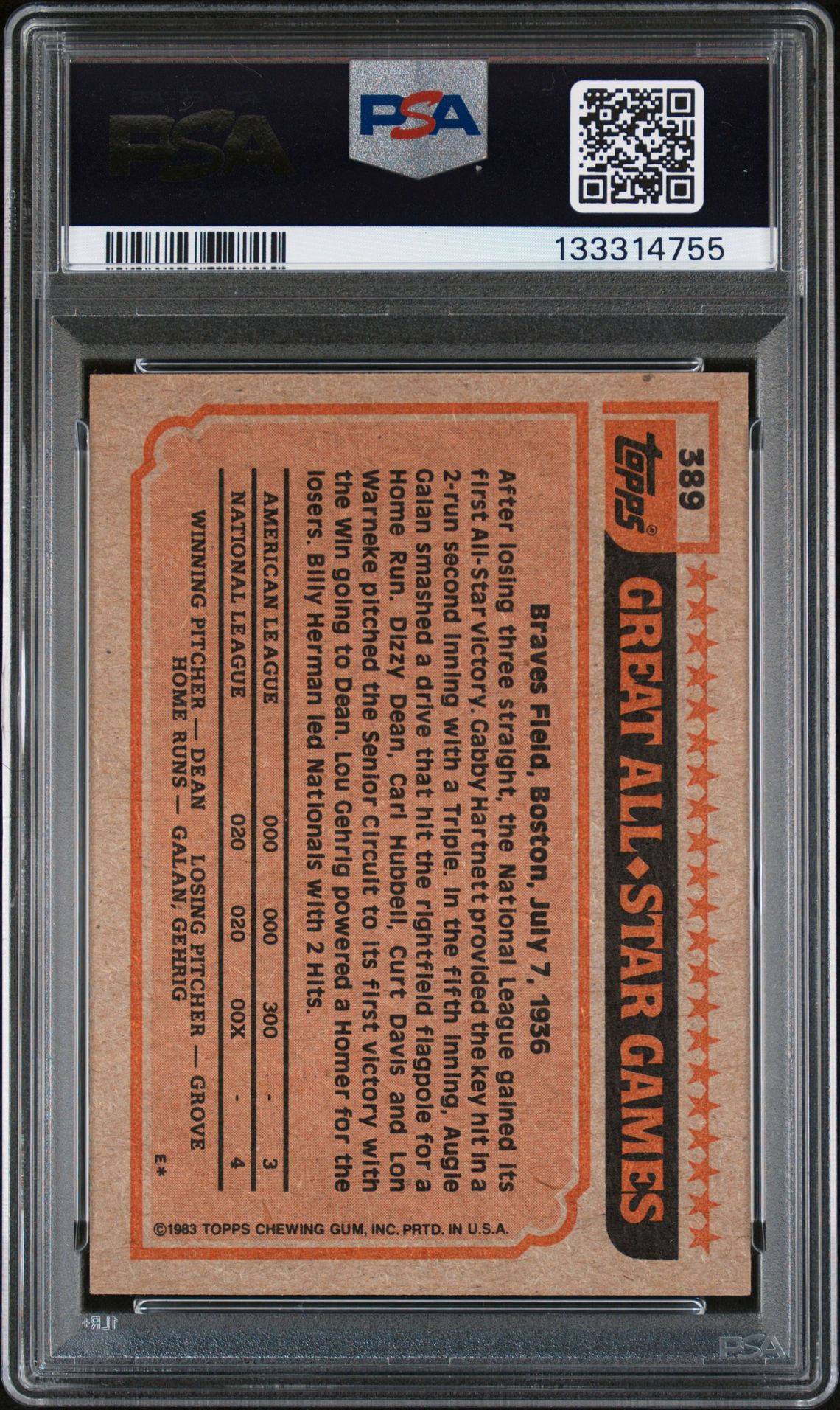 1983 Topps Robin Yount #389 N0: Authentic back