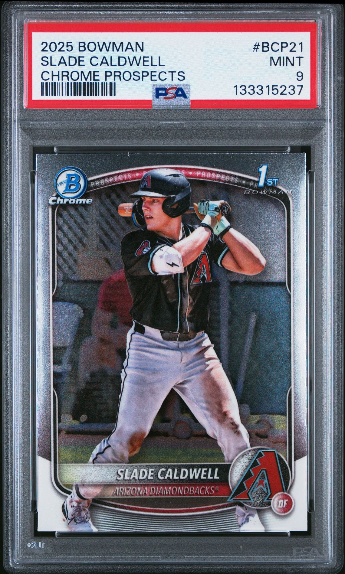 2025 Bowman Chrome Prospects Slade Caldwell #Bcp21 Mint 9 front