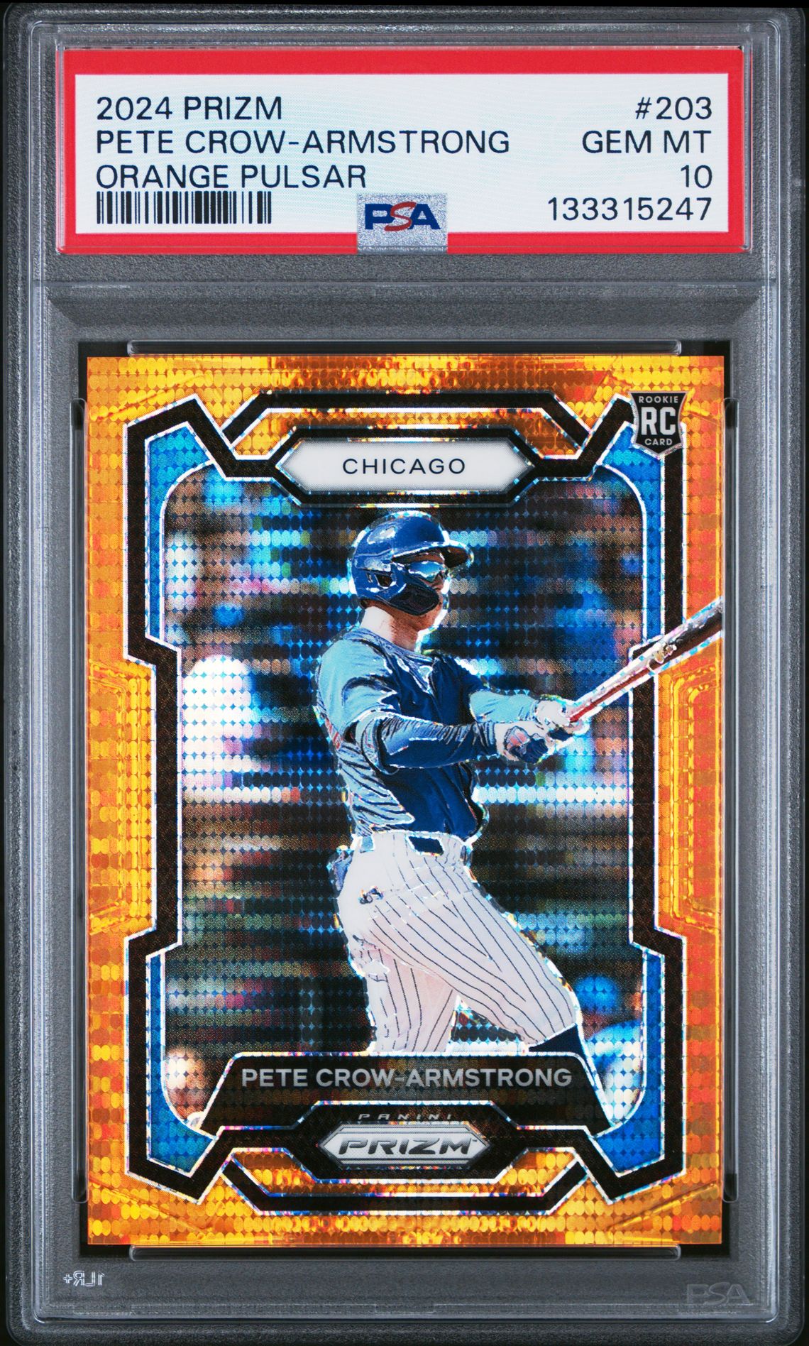 2024 Panini Prizm Pete Crow-Armstrong #203 (Orange Pulsar) Gem Mt 10 front