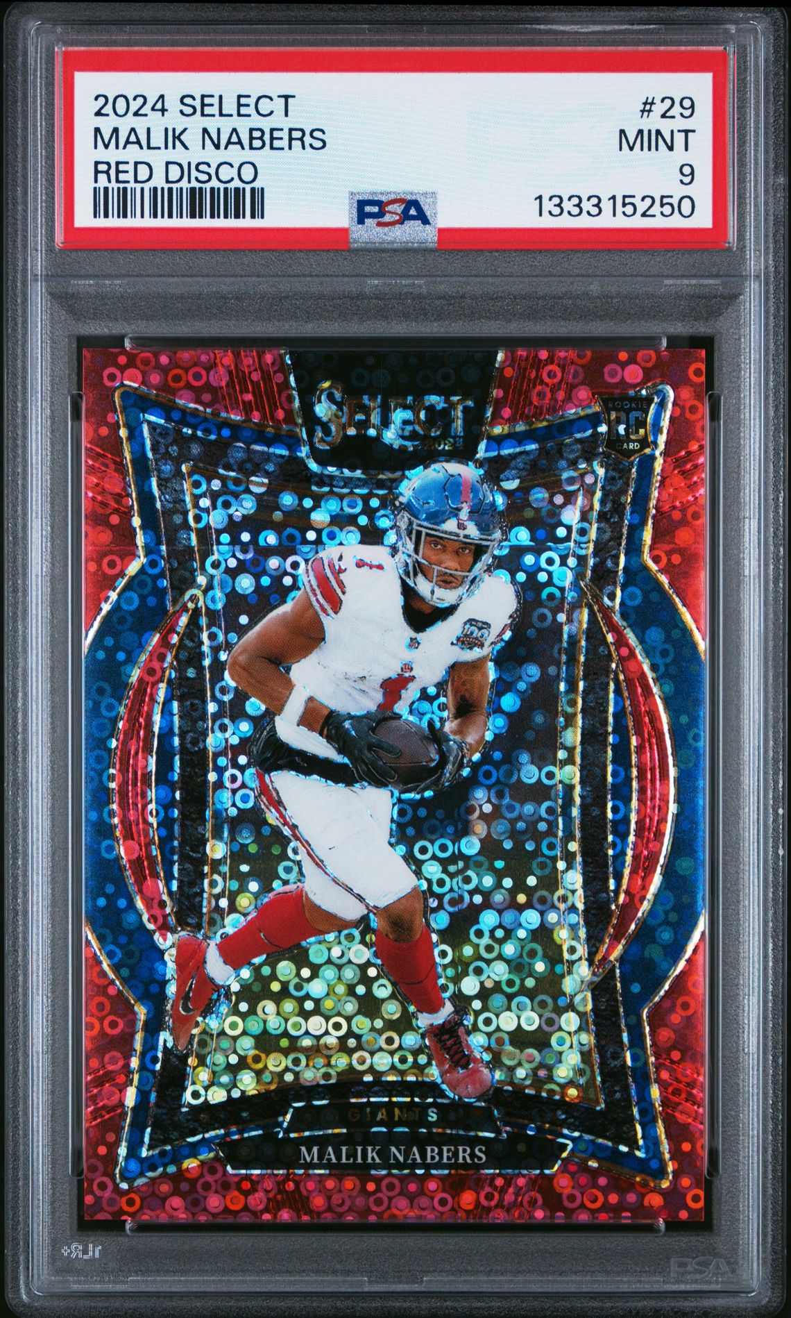 2024 Panini Select Malik Nabers #29 (Red Disco) Mint 9 front