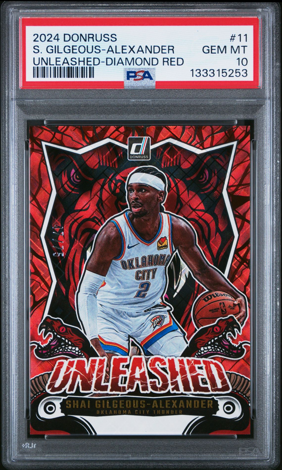 2024 Panini Donruss Unleashed S. Gilgeous-Alexander #11 (Unleashed-Diamond Red) Gem Mt 10 front