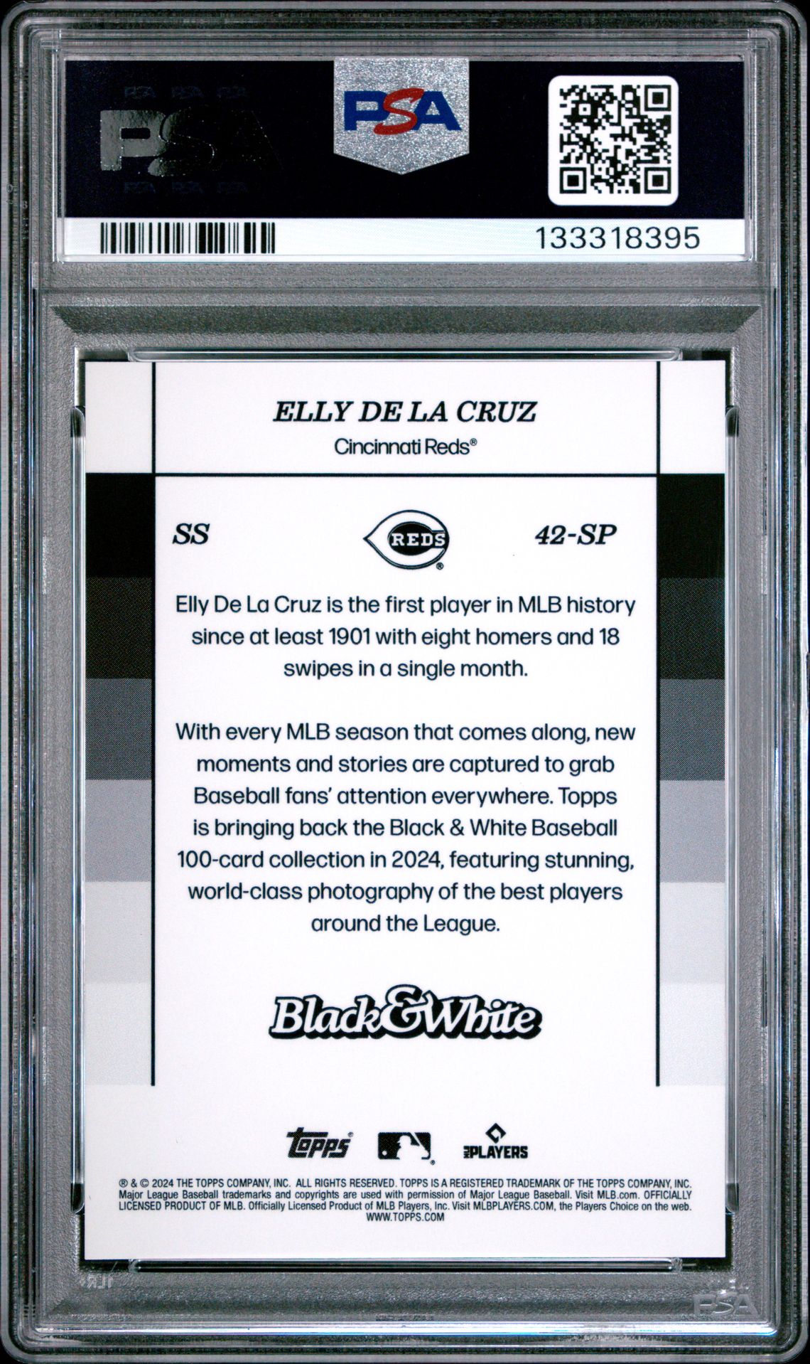 2024 Topps Black And White Elly De La Cruz #42Sp (Variation-Sp) Mint 9 back