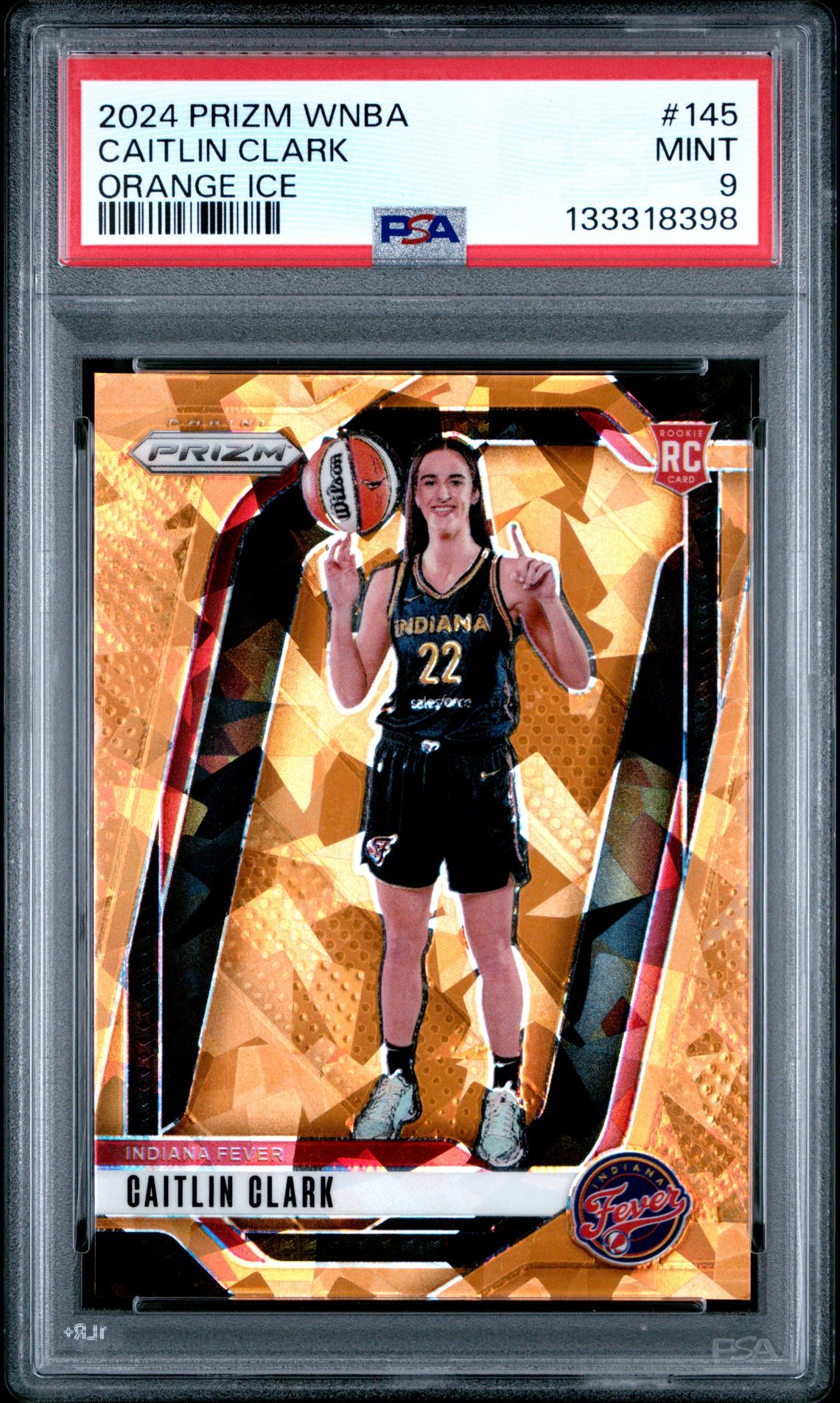 2024 Panini Prizm Wnba Caitlin Clark #145 (Orange Ice) Mint 9 front