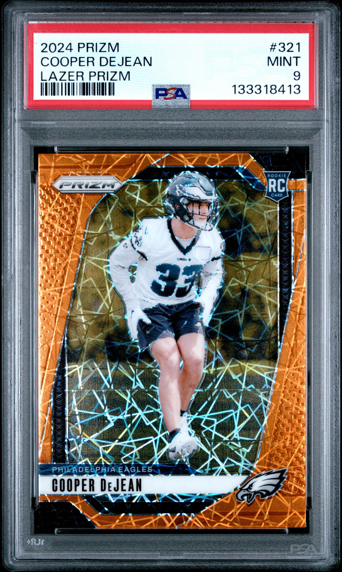2024 Panini Prizm Cooper Dejean #321 (Lazer Prizm) Mint 9 front