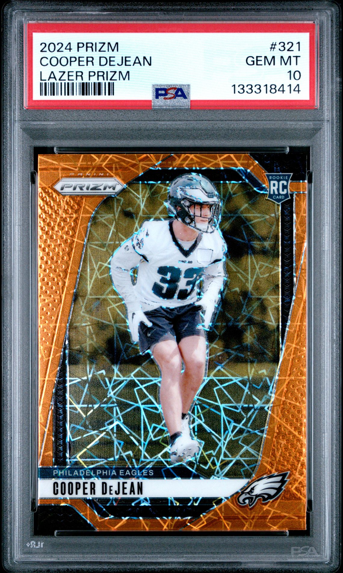 2024 Panini Prizm Cooper Dejean #321 (Lazer Prizm) Gem Mt 10 front