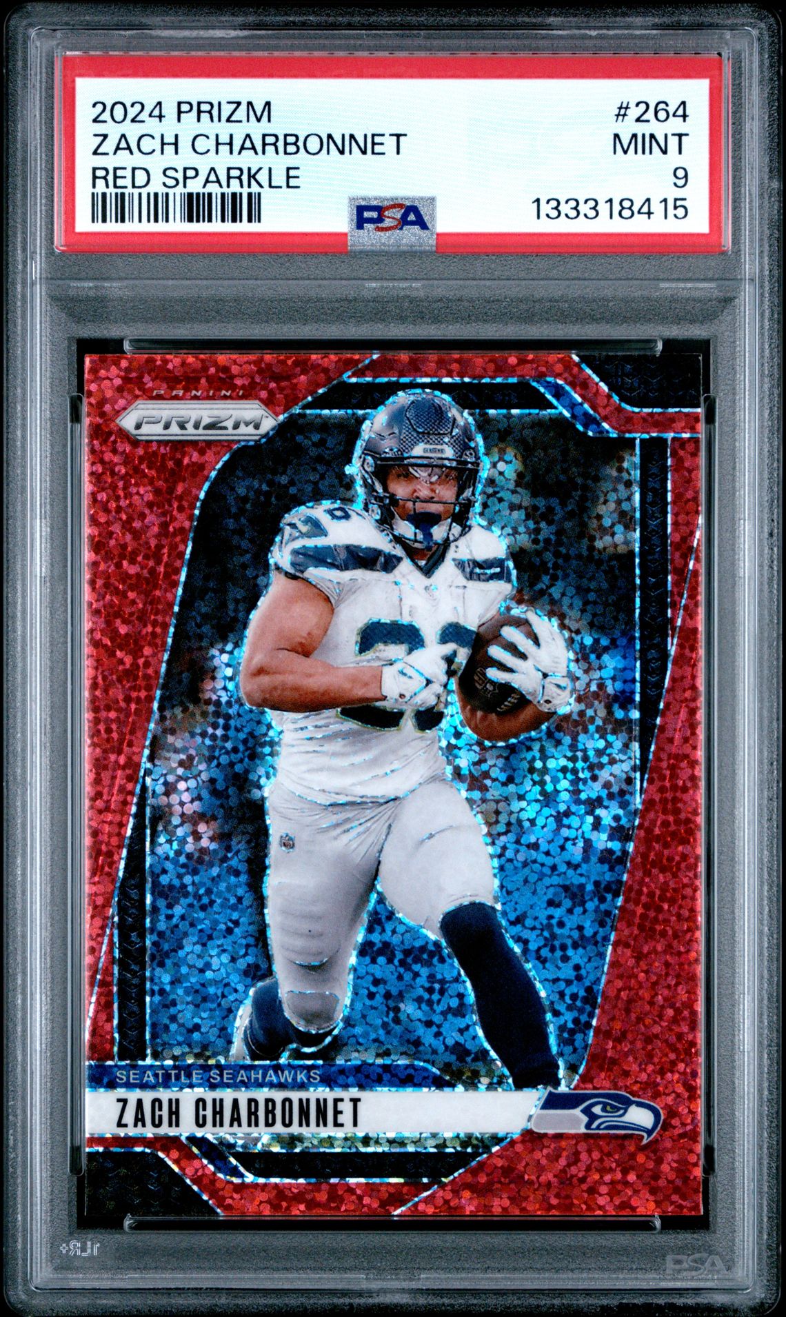 2024 Panini Prizm Zach Charbonnet #264 (Red Sparkle) Mint 9 front