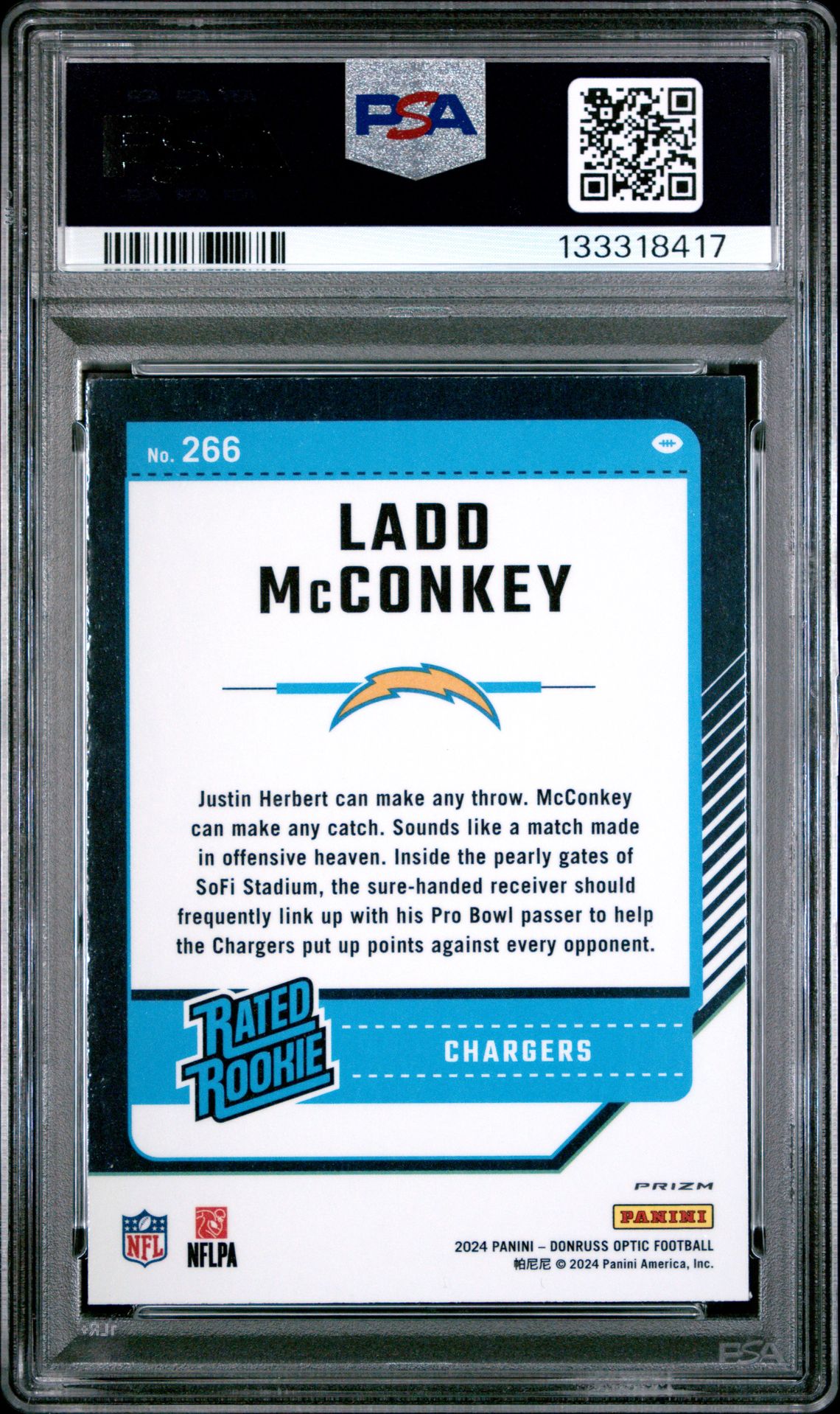 2024 Panini Donruss Optic Ladd Mcconkey #266 (Purple Shock) Mint 9 back