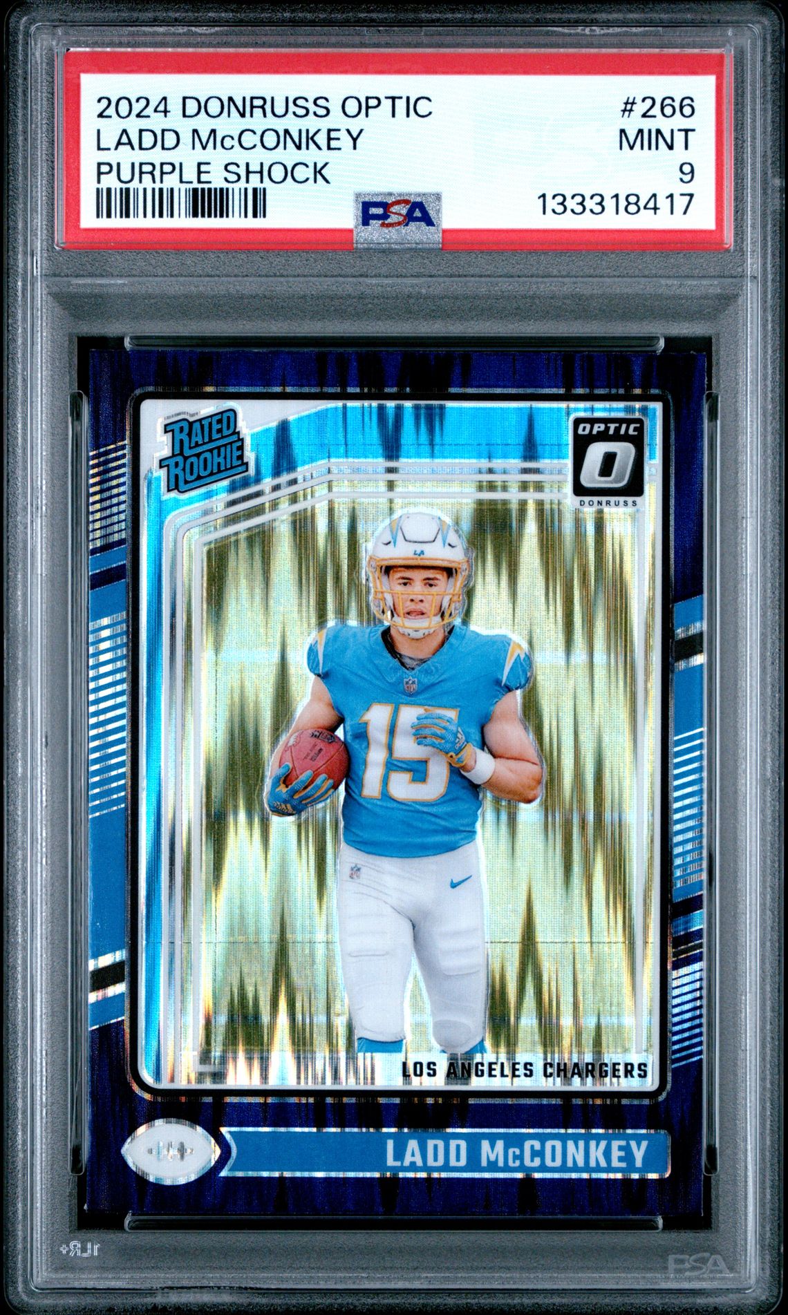 2024 Panini Donruss Optic Ladd Mcconkey #266 (Purple Shock) Mint 9 front