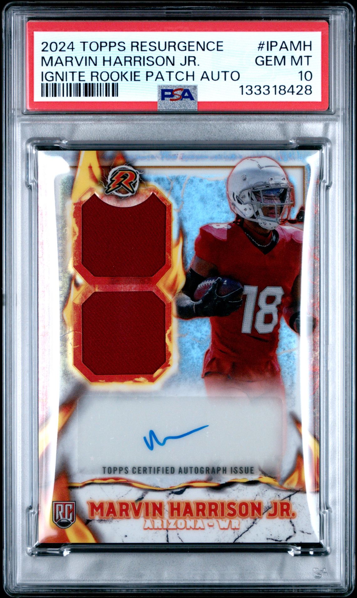 2024 Topps Resurgence Ignite Rookie Patch Autographs Marvin Harrison Jr. #Ipamh Gem Mt 10 front