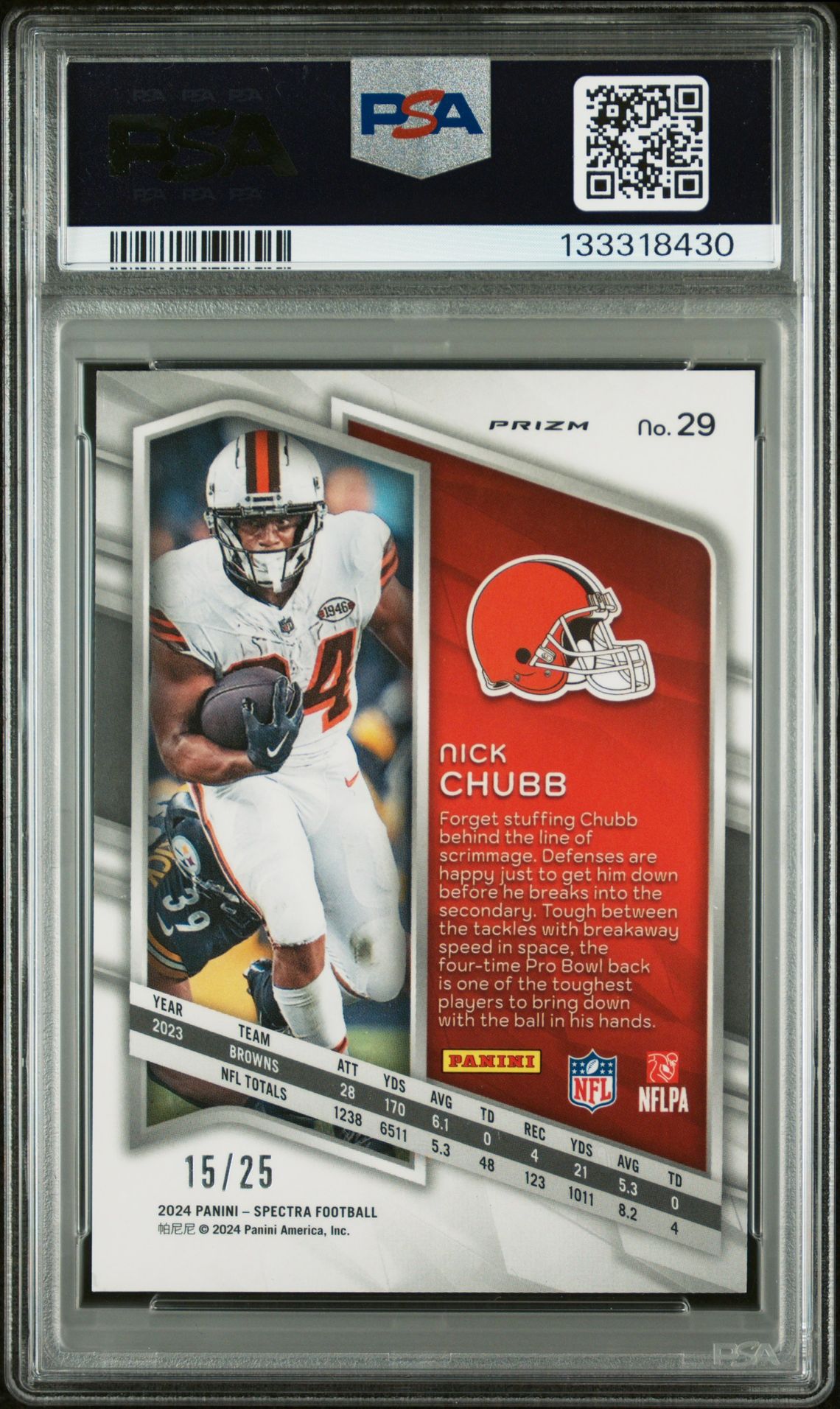 2024 Panini Spectra Nick Chubb #29 (Meta) Gem Mt 10 back