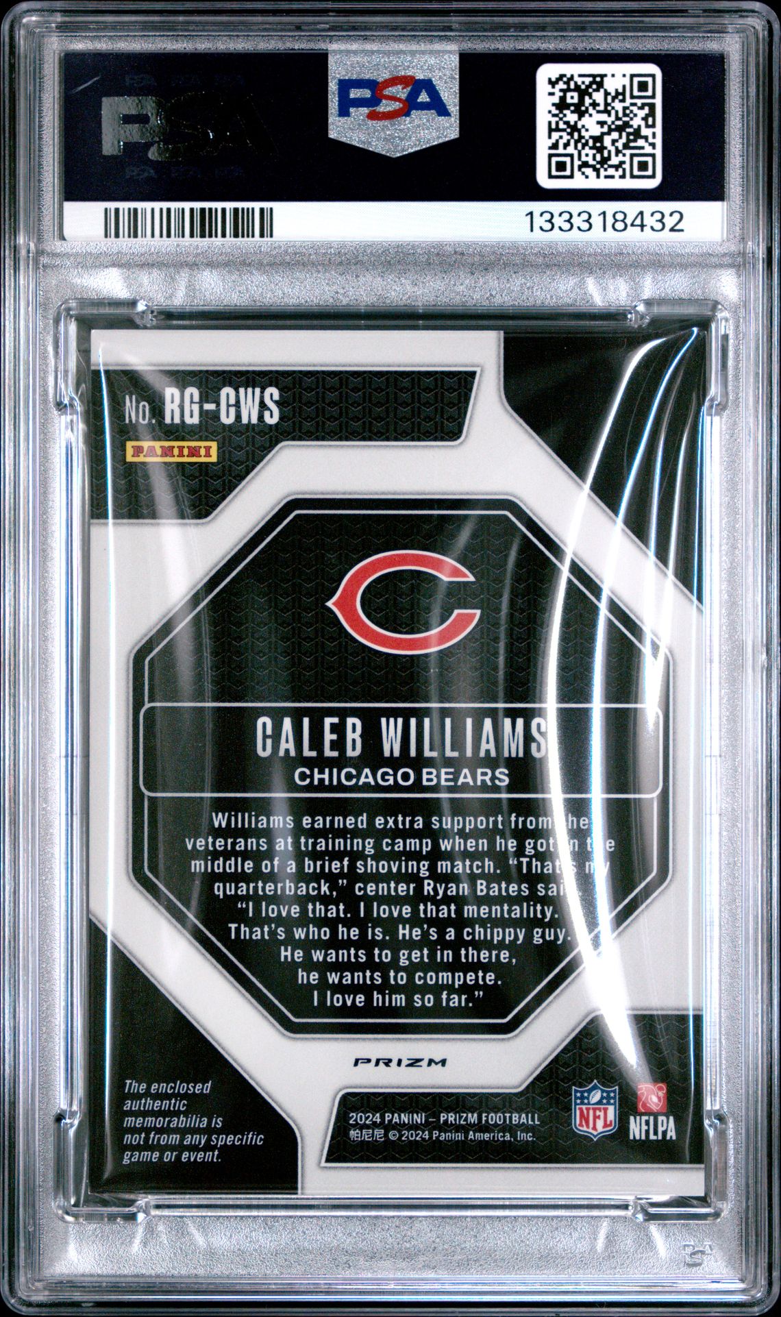 2024 Panini Prizm Rookie Gear Caleb Williams #Rgcws (Rk Gear-Neon Green Pulsar) Nm-Mt 8 back