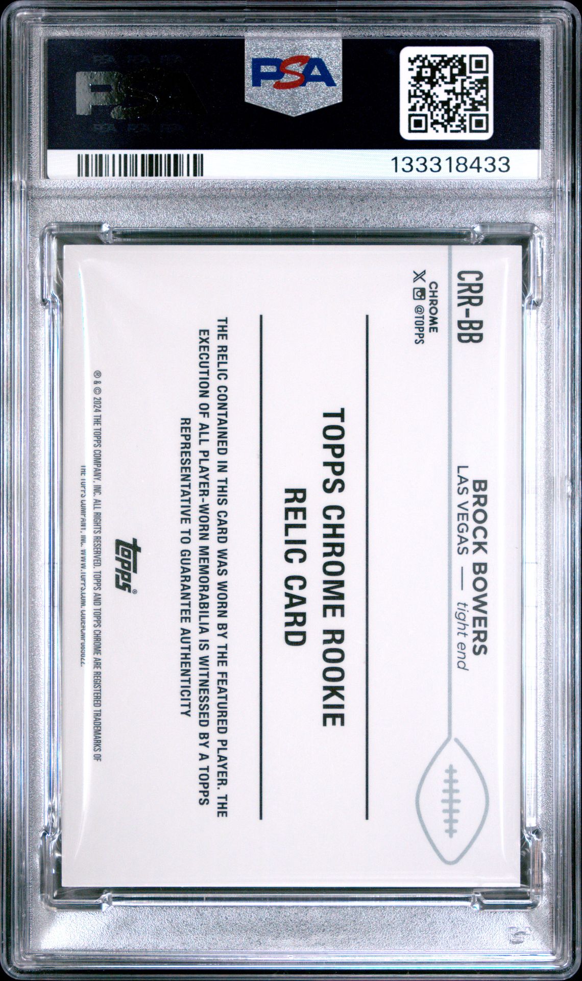 2024 Topps Chrome Topps Chrome Rookie Relics Brock Bowers #Crrbb Nm-Mt 8 back