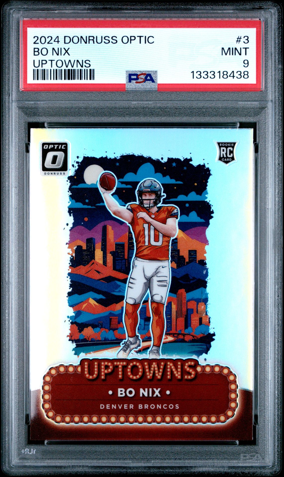 2024 Panini Donruss Optic Uptowns Bo Nix #3 Mint 9 front
