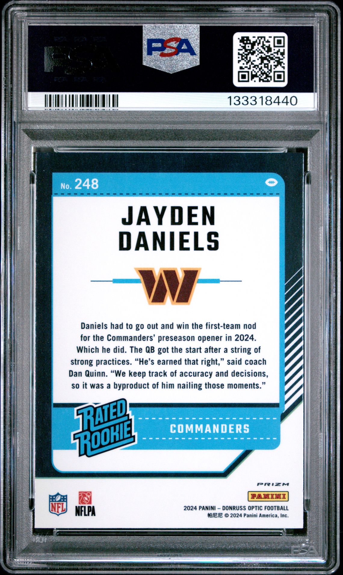 2024 Panini Donruss Optic Jayden Daniels #248 (Rocket) Nm-Mt 8 back