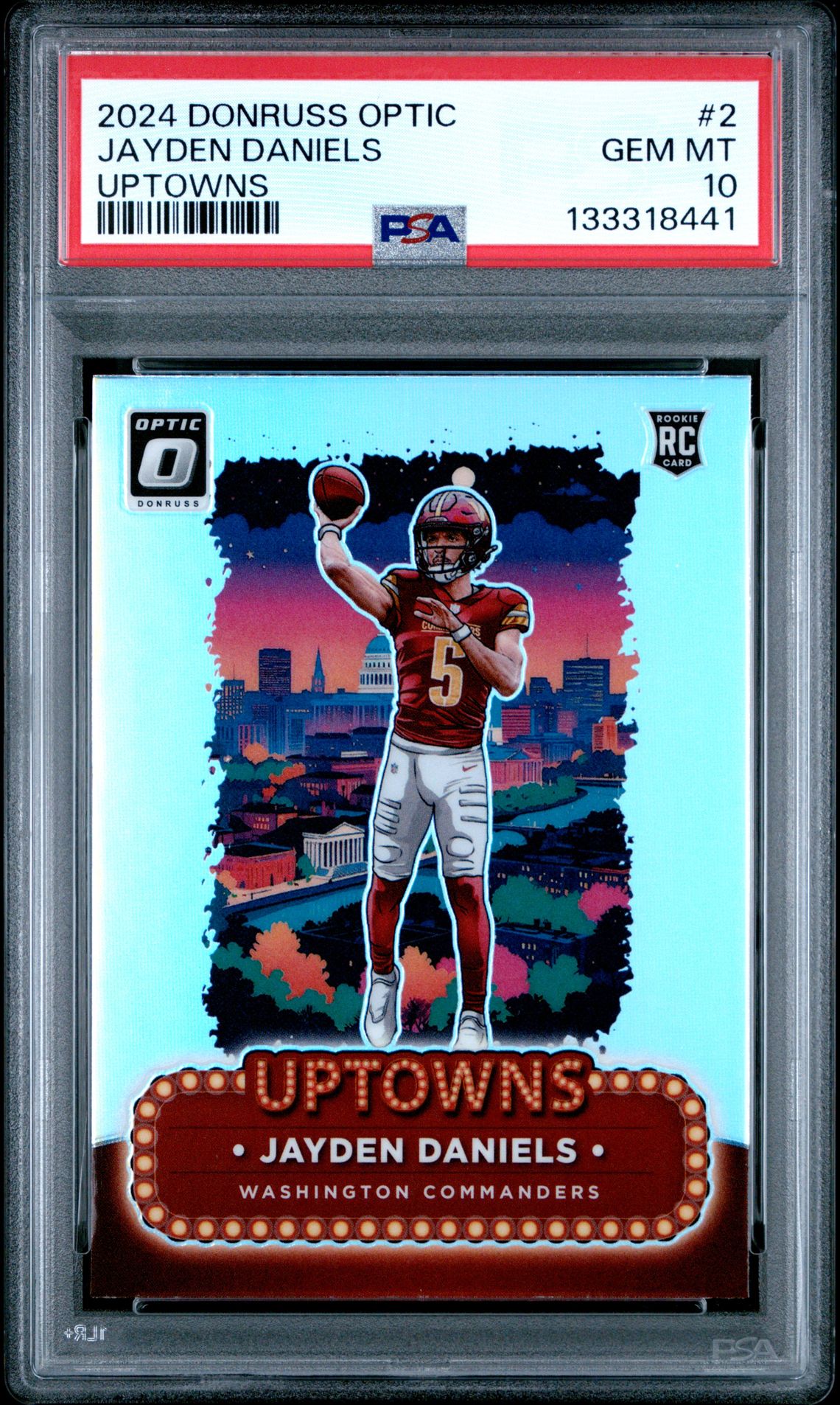 2024 Panini Donruss Optic Uptowns Jayden Daniels #2 Gem Mt 10 front