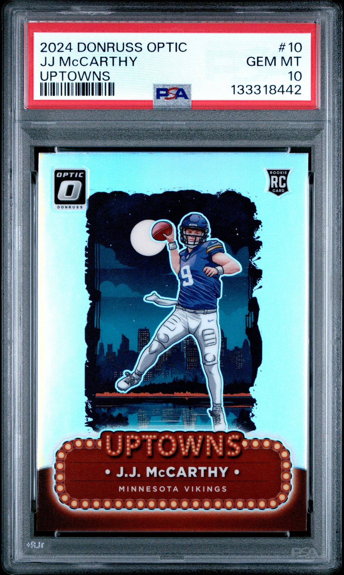 2024 Panini Donruss Optic Uptowns Jj Mccarthy #10 Gem Mt 10 front