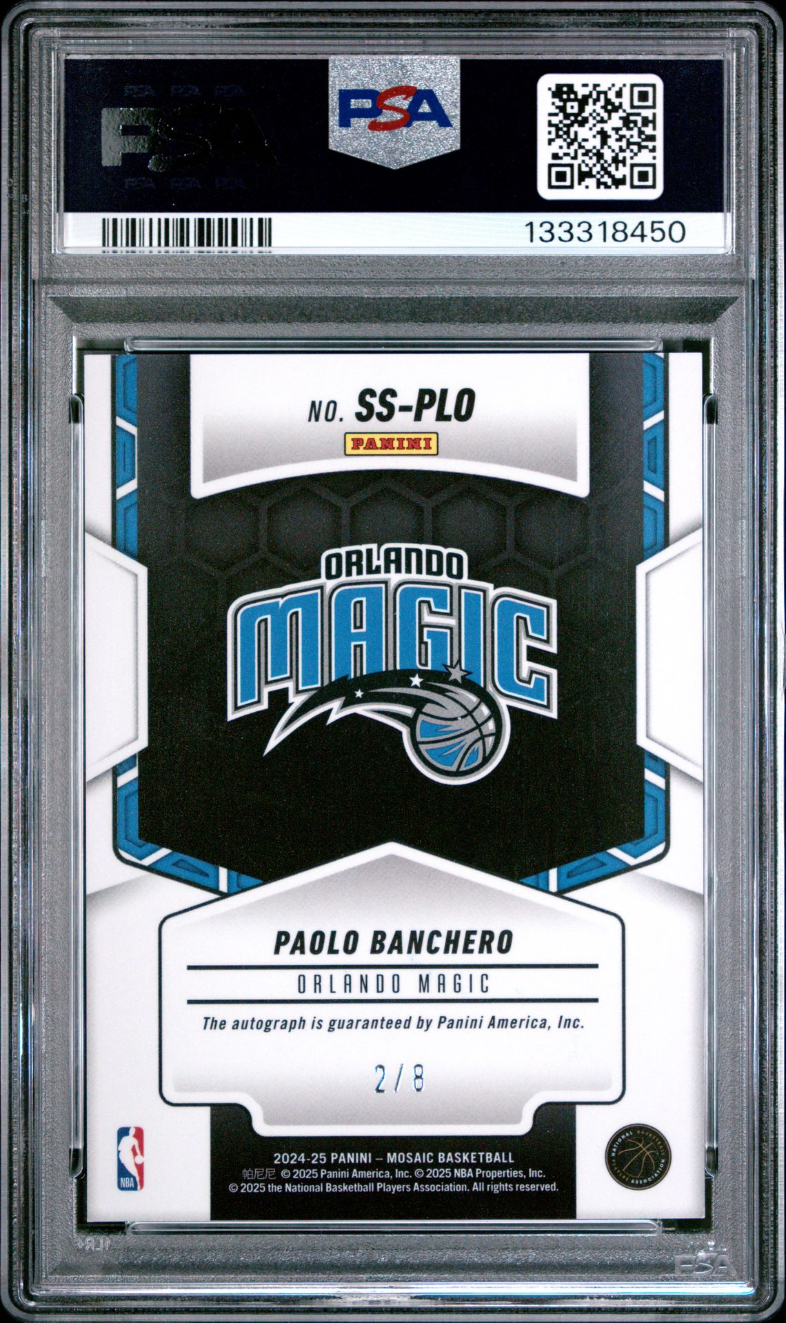2024 Panini Mosaic Showtime Signatures Paolo Banchero #Ssplo (Showtime Sig-Blk Gld Choice) Mint 9 back