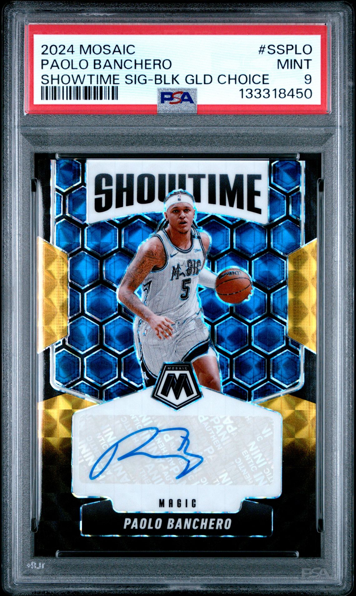 2024 Panini Mosaic Showtime Signatures Paolo Banchero #Ssplo (Showtime Sig-Blk Gld Choice) Mint 9 front