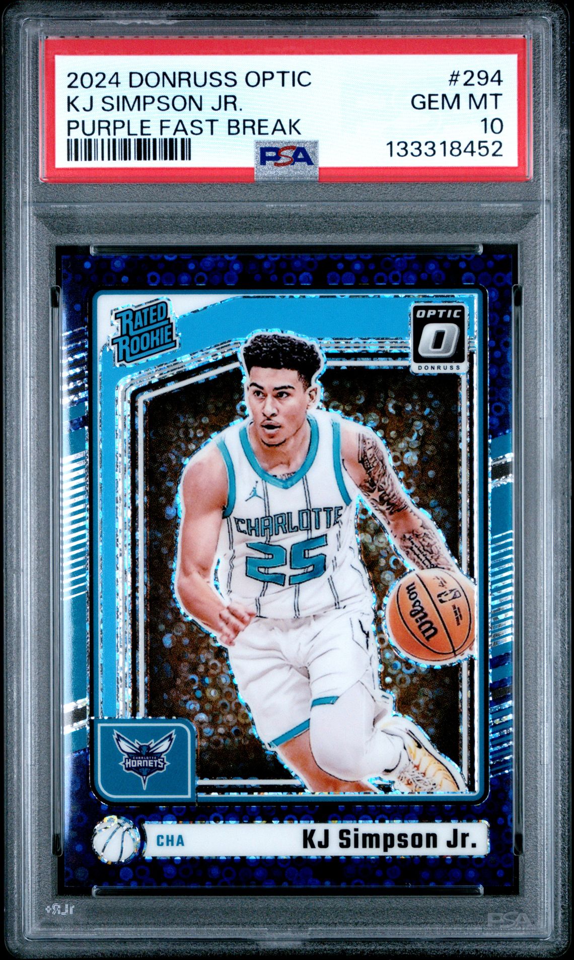 2024 Panini Donruss Optic Kj Simpson Jr. #294 (Purple Fast Break) Gem Mt 10 front