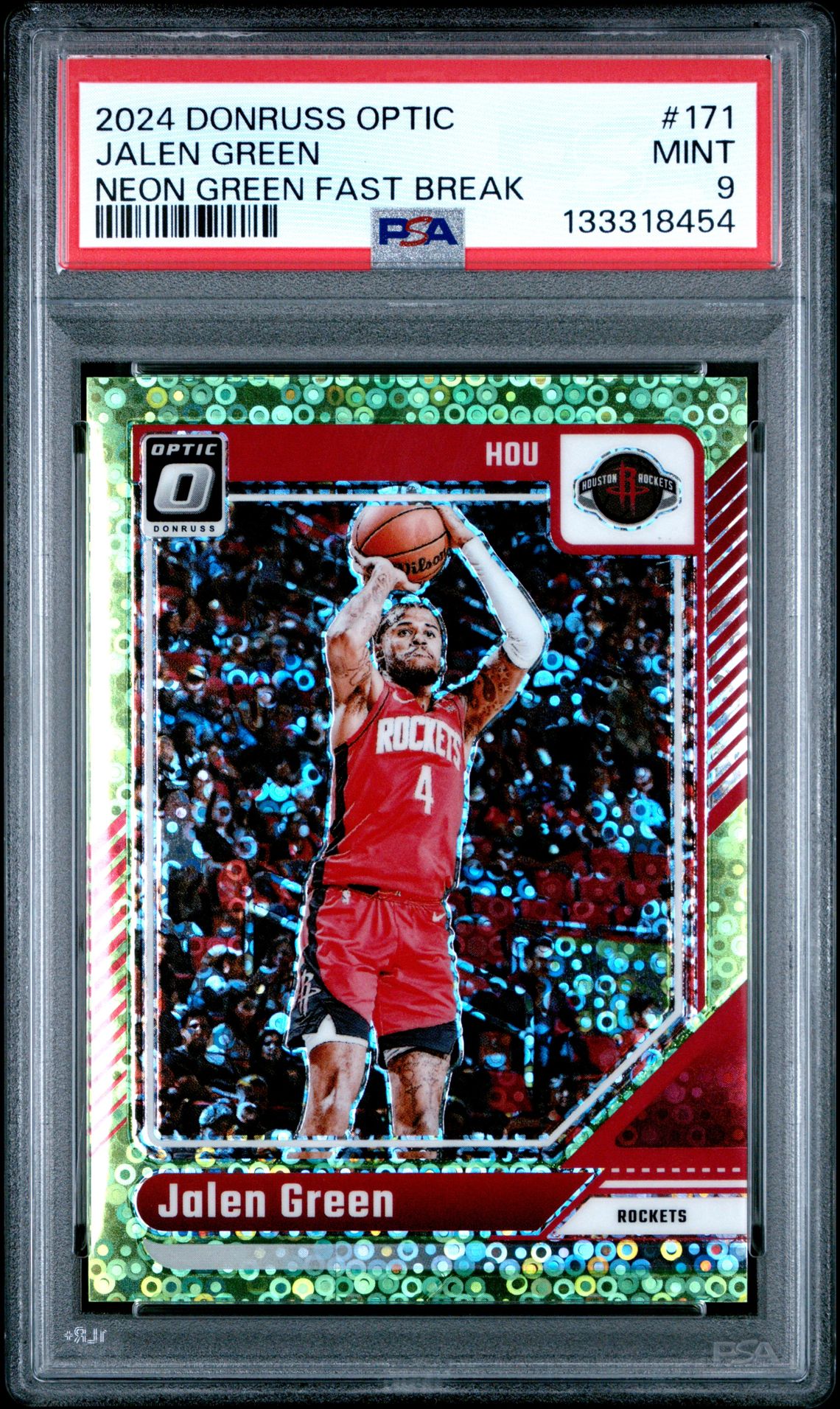 2024 Panini Donruss Optic Jalen Green #171 (Neon Green Fast Break) Mint 9 front