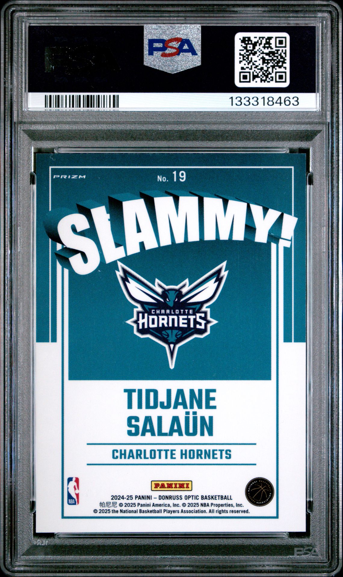2024 Panini Donruss Optic Slammy! Tidjane Salaun #19 Gem Mt 10 back