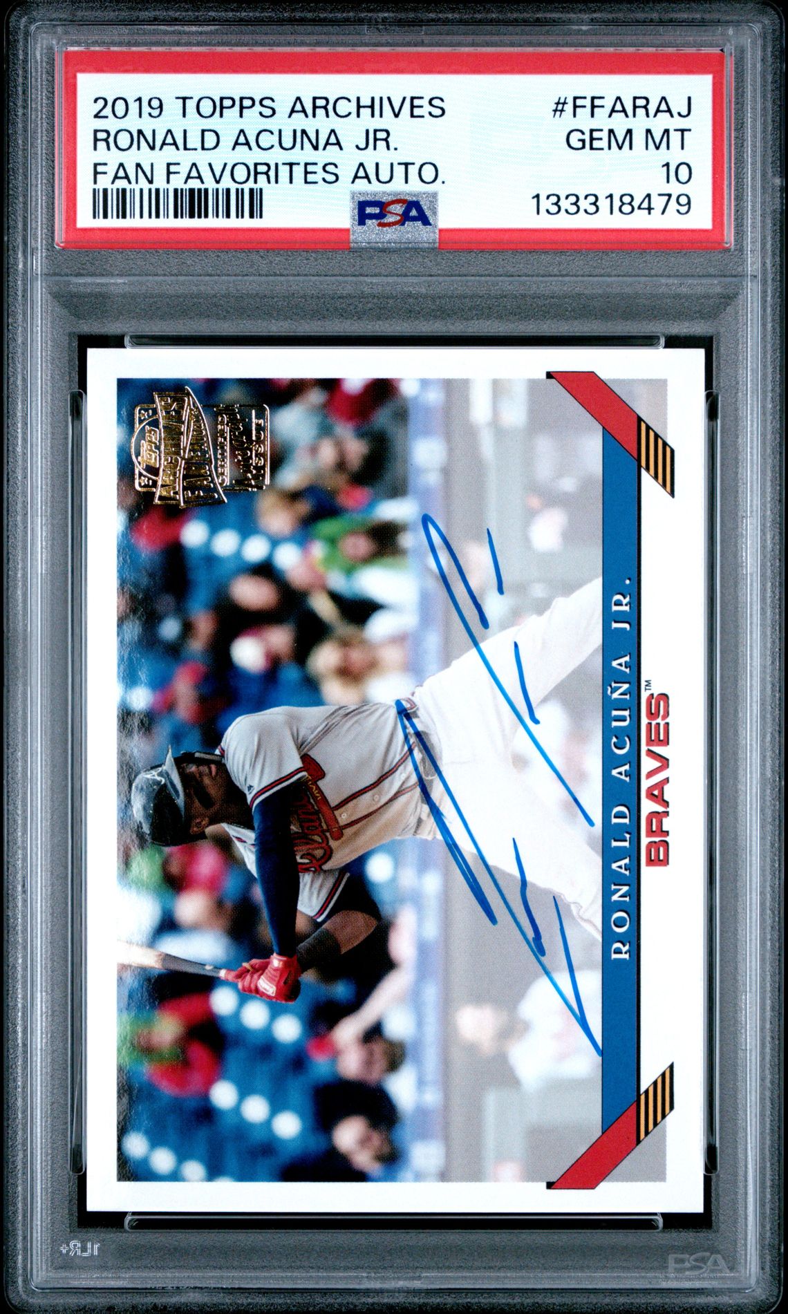 2019 Topps Archives Fan Favorites Autographs Ronald Acuna Jr. #Ffaraj (Fan Favorites Auto.) Gem Mt 10 front
