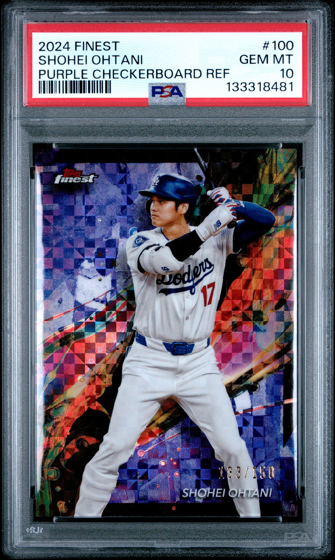 2024 Topps Finest Shohei Ohtani #100 (Purple Checkerboard Ref) Gem Mt 10 front