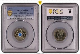 2025 $2 Women’s Australian Open Blue Envelope Privy Colorized MS68