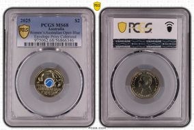 2025 $2 Women’s Australian Open Blue Envelope Privy Colorized MS68