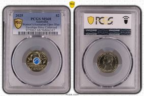 2025 $2 Women’s Australian Open Blue Envelope Privy Colorized MS68