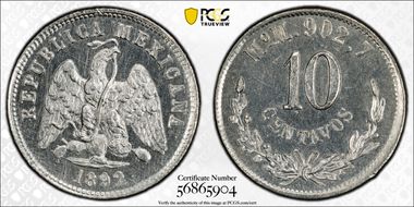1892-Mo M 10C KM-403.7  Ag MS63