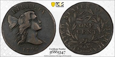 1795 1C Jefferson Head, Plain Edge VF30BN
