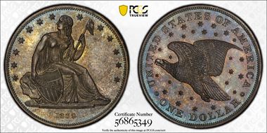 1839 $1 J-108 Restrike Starry Reverse, Plain Edge PR64