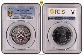 2025 50C Festive Florals - Christmas Colorized MS68